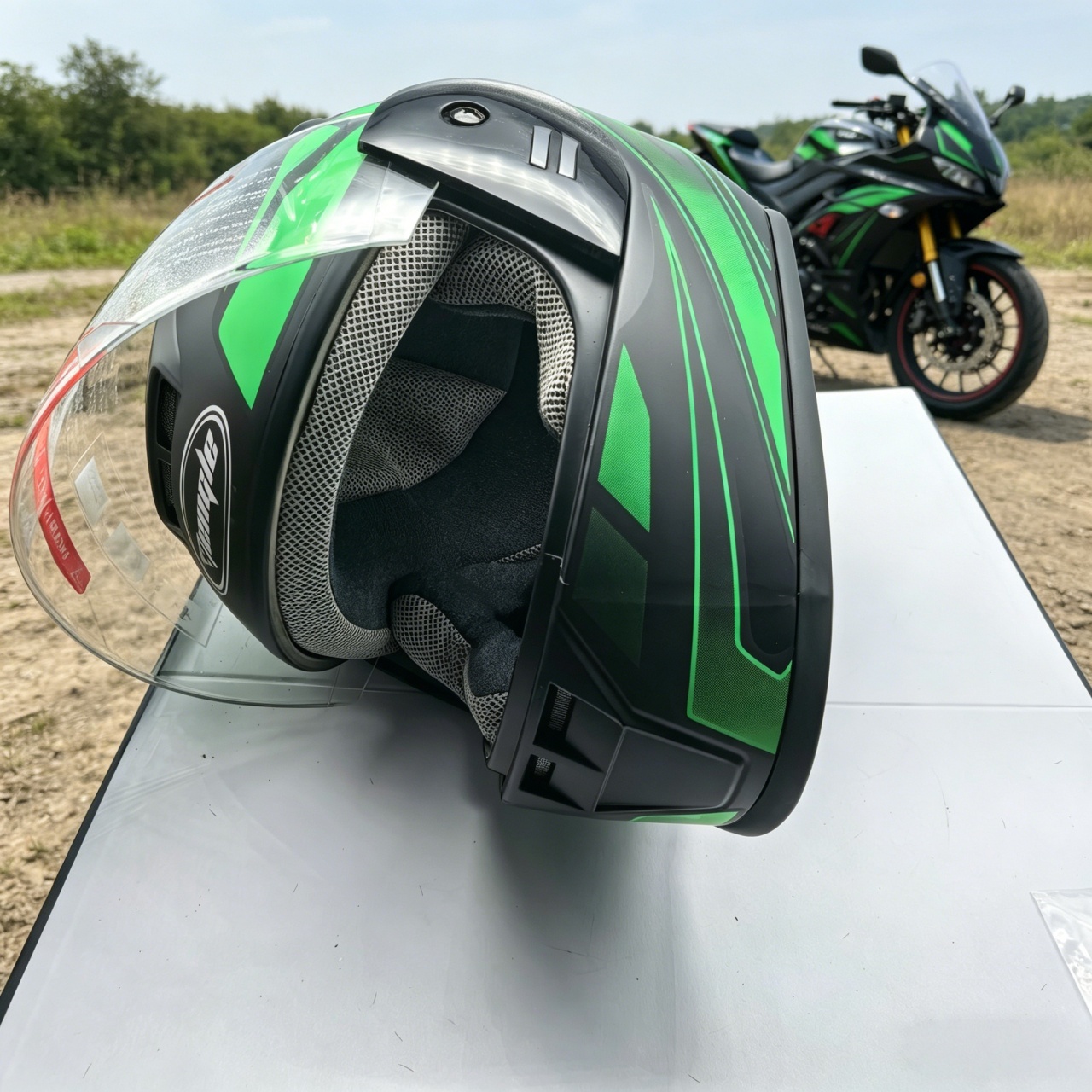 Scooter Helmet Set - خوذة دراجة نارية كاملة الوجه للرجال