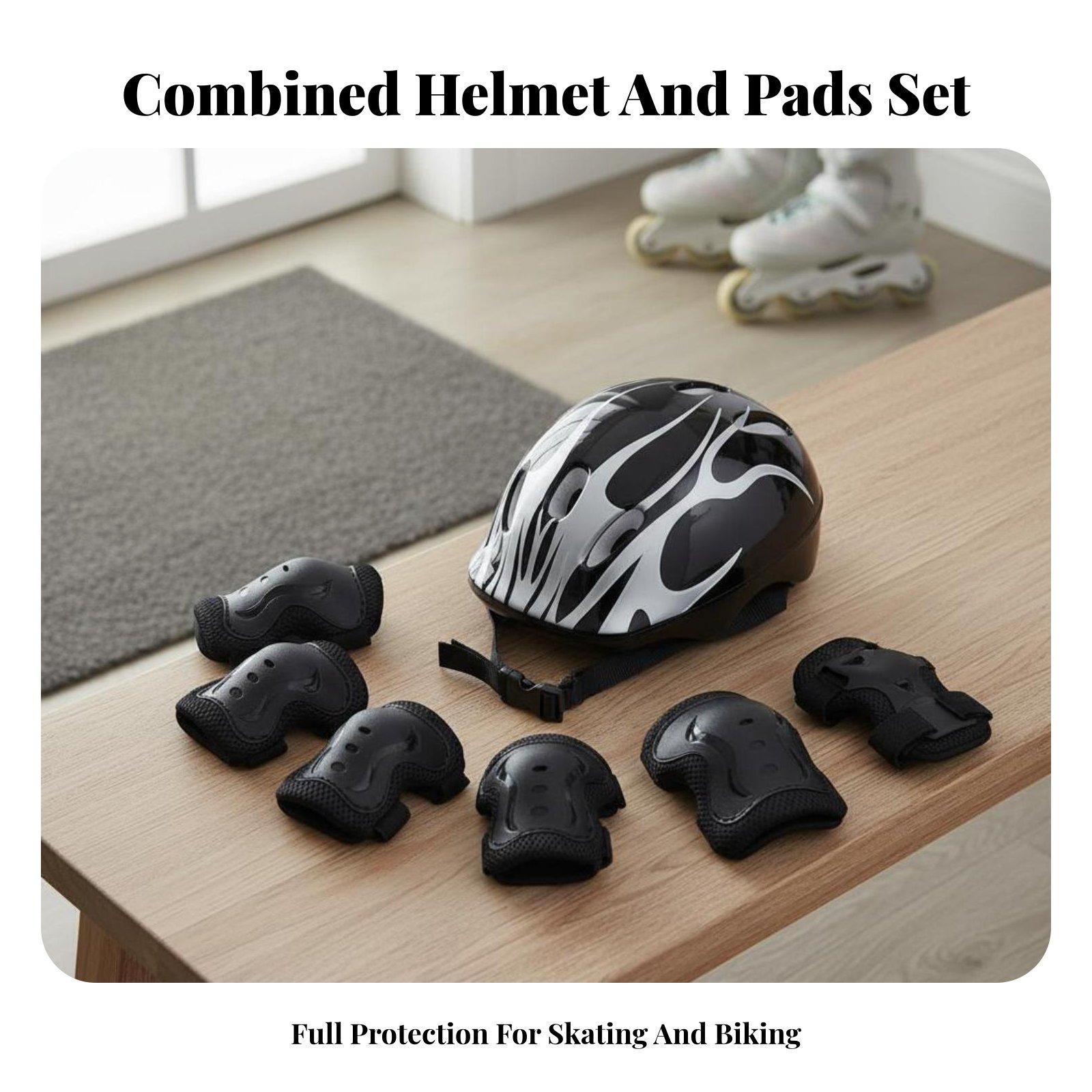 Scooter Helmet Set - مجموعة خوذة وواقيات للركبة والكوع والمعصم